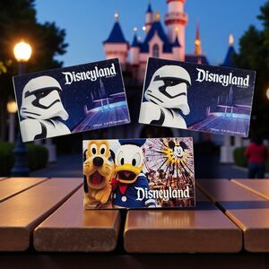 3 Disneyland MaxPass Park Hopper Tickets Lot Discontinued Paper Disneyana Ticket